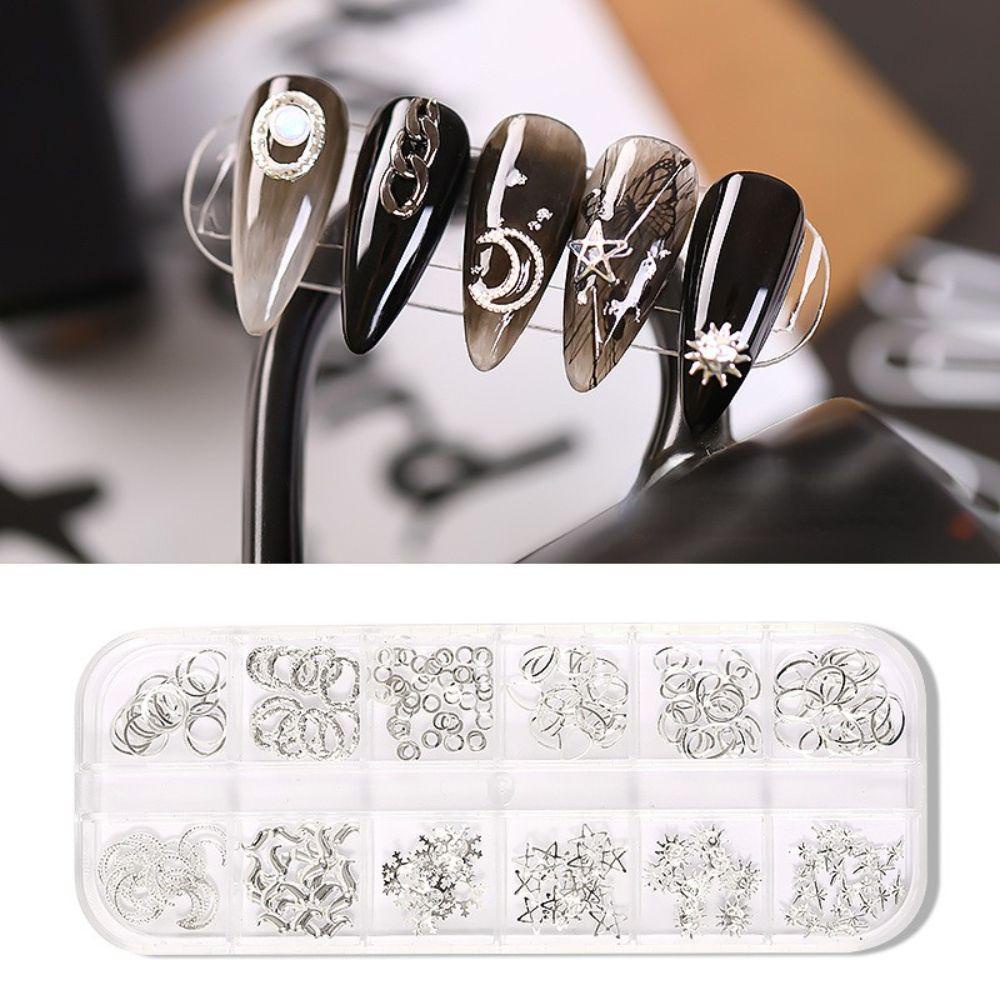 USNOW Hộp Phụ Kiện Đinh Tán Trang Trí Móng Tay 12 Ô Tiện Dụng