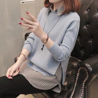 Áo Len Mix Sơ Mi Kẻ Caro