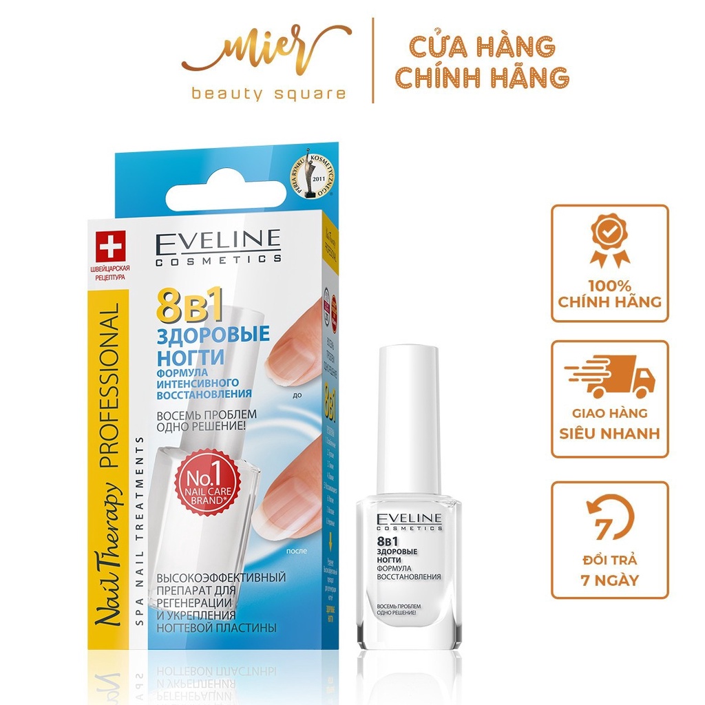 Sơn Móng Eveline 8 In 1 Total Action 12ml Dưỡng Móng Chắc Khỏe Ngăn Rụng Gãy Móng Tay Chân Giòn Dễ Gãy