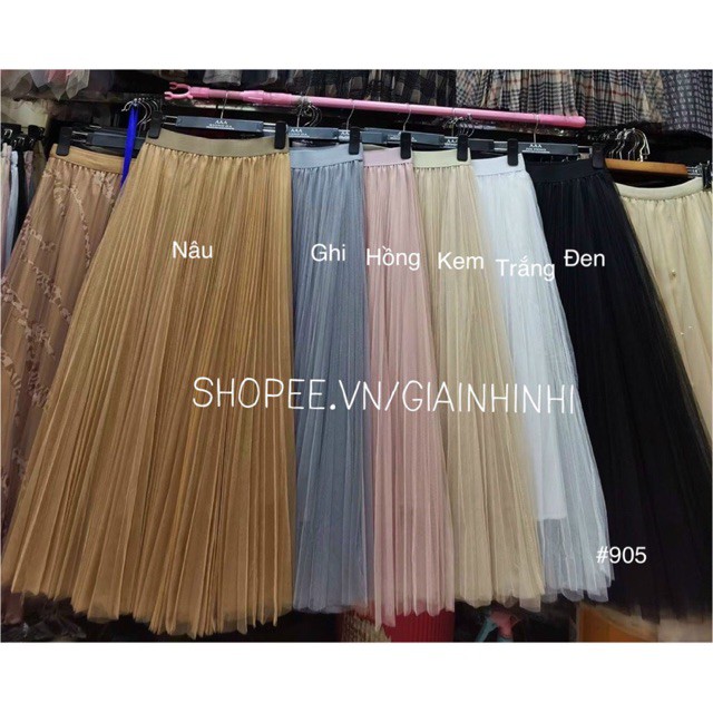 Chân váy lưới xòe cạp chun, Chân váy dáng dài CV905 - Dài 73cm - NhiNhiShop | BigBuy360 - bigbuy360.vn