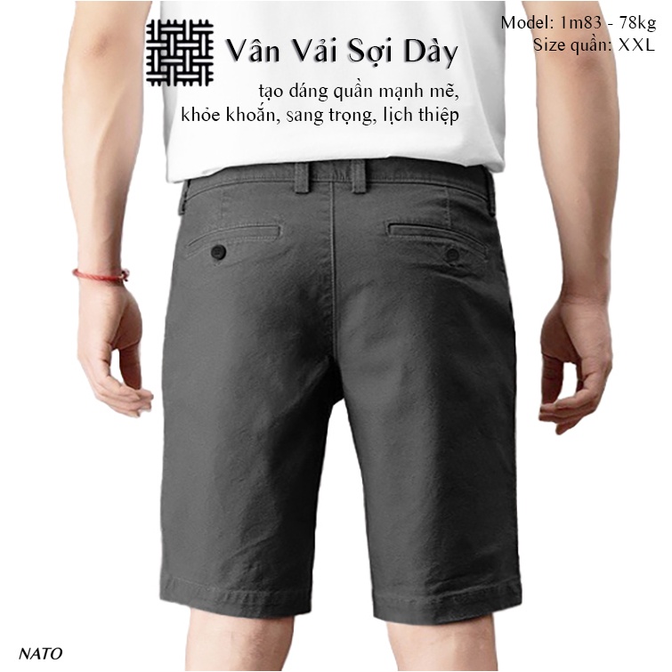 Quần Short Nam KAKI Vải Kaki Cotton Cao Cấp Trơn Basic Màu Xám Đen Xanh Đen Navy Nâu Vàng Đẹp Ngắn Đùi Khaki NATO