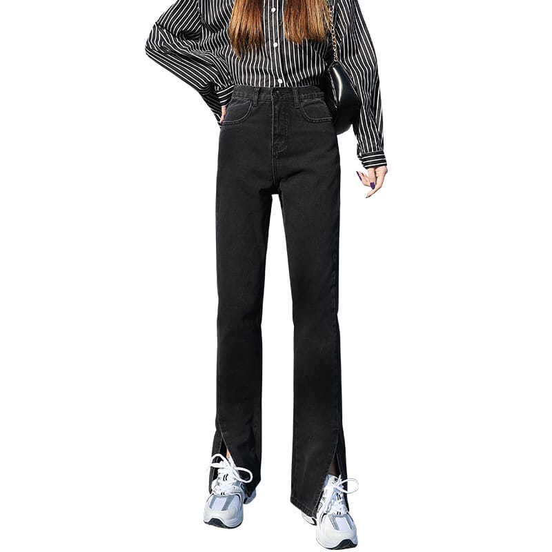 Đen Quần Jean Dài Ống Rộng Lưng Cao Xẻ Tà Thời Trang Cá Tính Cho Nữ | BigBuy360 - bigbuy360.vn