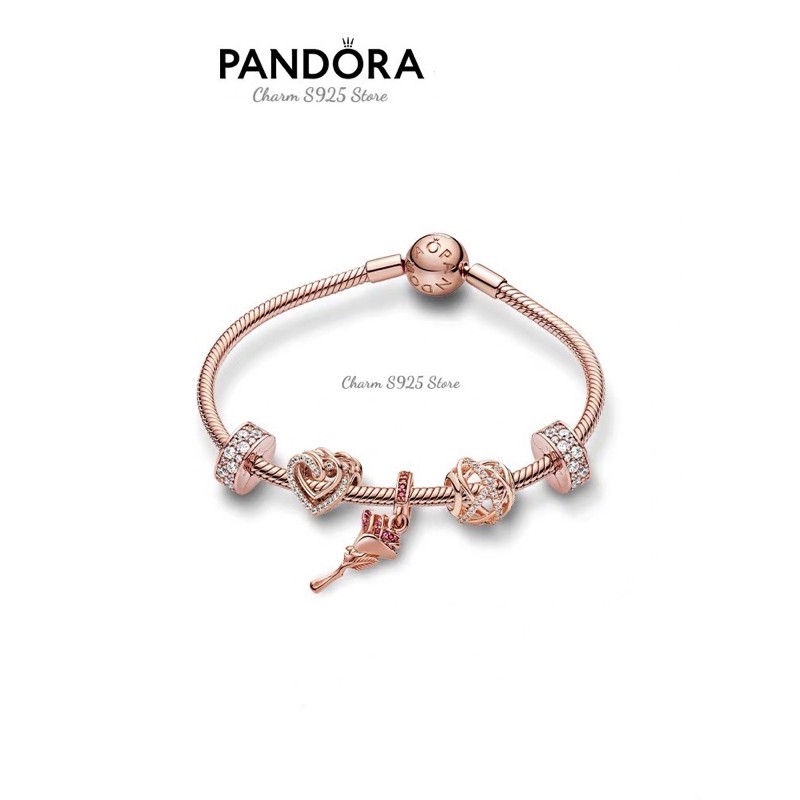 Bộ vòng tay charm pan mẫu mới 2021 vàng hồng s925 cao cấp