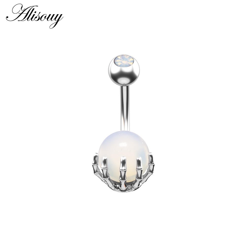 Alisouy 1 Khuyên Rốn 14g Bằng Thép Đính Đá zircon Hình Móng Vuốt Cho Nữ
