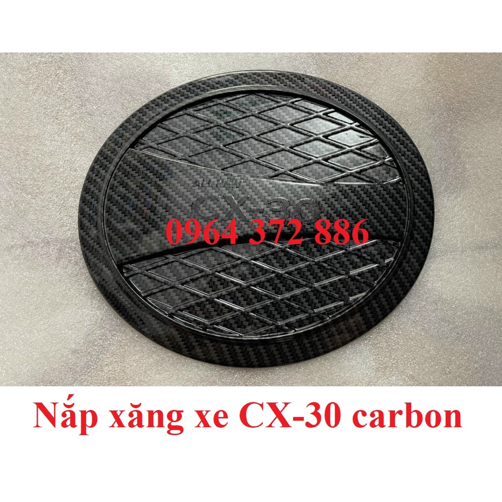 Ốp nắp bình xăng Carbon xe Mazda CX30, Cx-30 đời 2020 2021 2022 2023 vân cacbon cao cấp