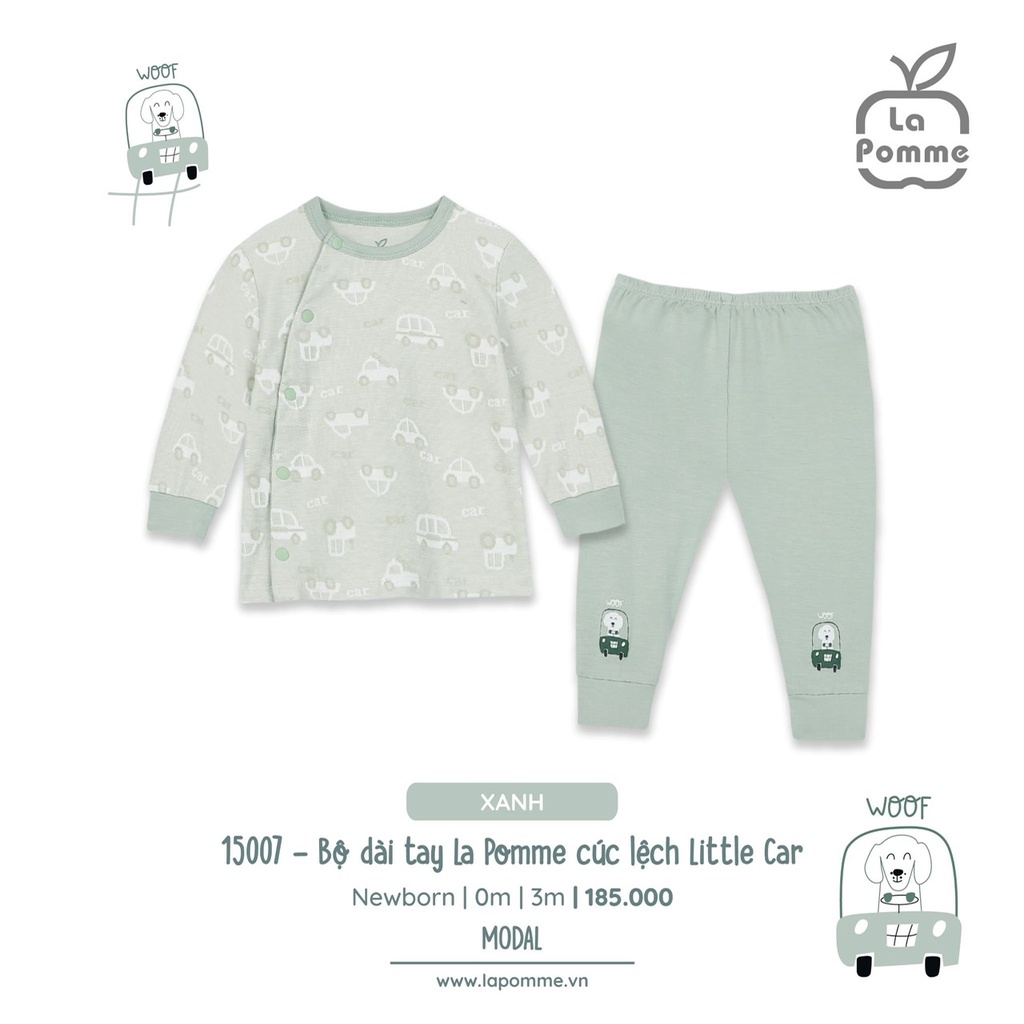 Set combo sơ sinh hãng La Pomme chất vải Modal cao cấp mềm mịn thoáng mát body, bộ cài chéo, cài giữa, mũ nón yếm xe hơi