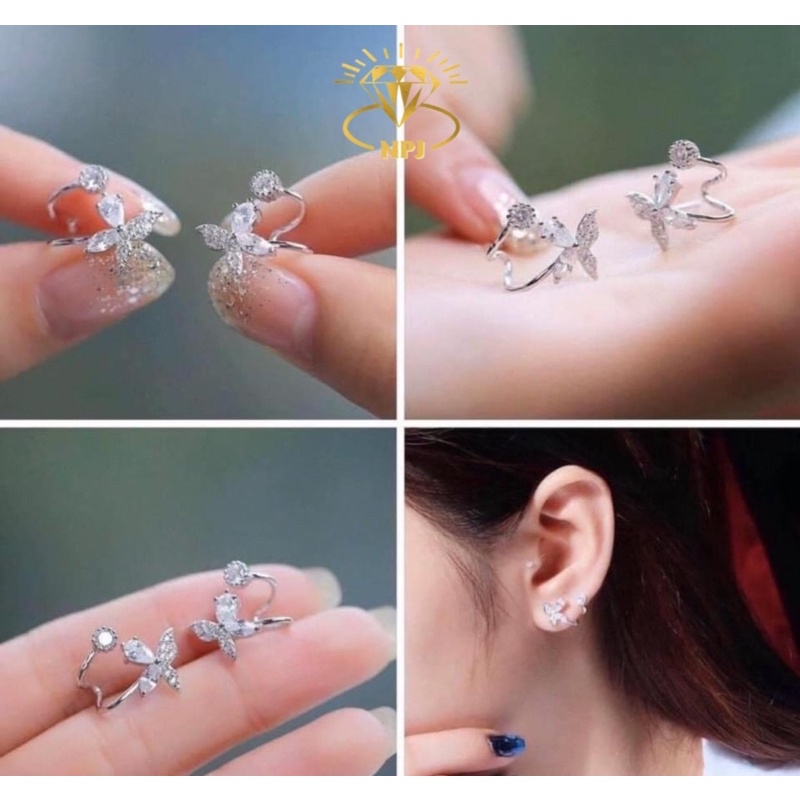 Bông tai kẹp vành hình bướm xinh xắn, rẻ vô địch-Bạc BNP