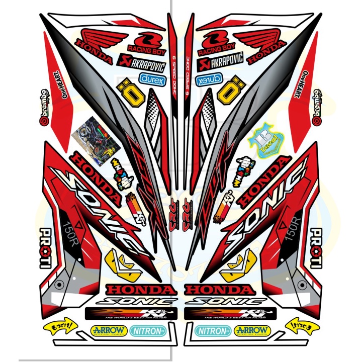 ( Quí khách vui lòng mang ra tiệm cho thợ dán ) Tem sonic 150 đỏ đen