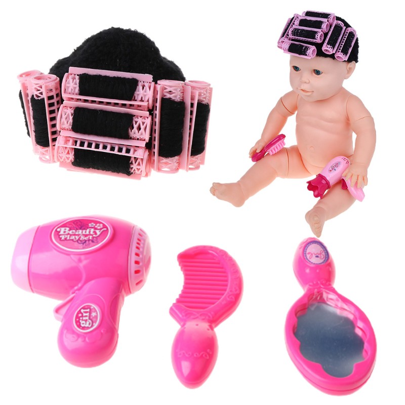 FL 1 Set Baby Photography Costume Funny Movie Style Landlady Cosplay Photo Shot Memorial Props Head Cover With Comb Hair Dryer Roller Cap Hat Newborn Girls Photos Studio