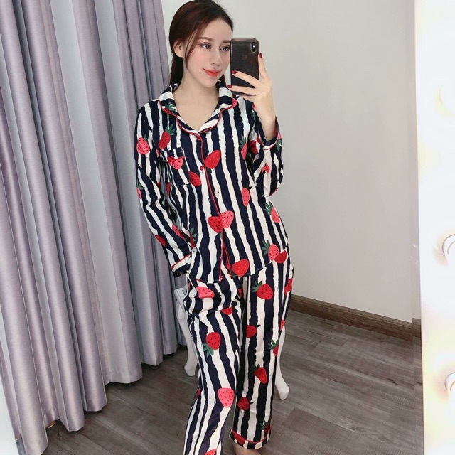 Bộ lụa satin mặc nhà