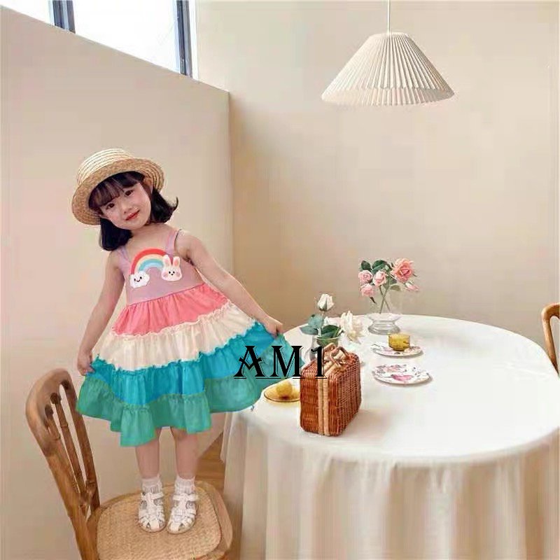 Váy bé gái cầu vồng sắc màu TTR24 TTN25 Đầm bé gái 2 dây