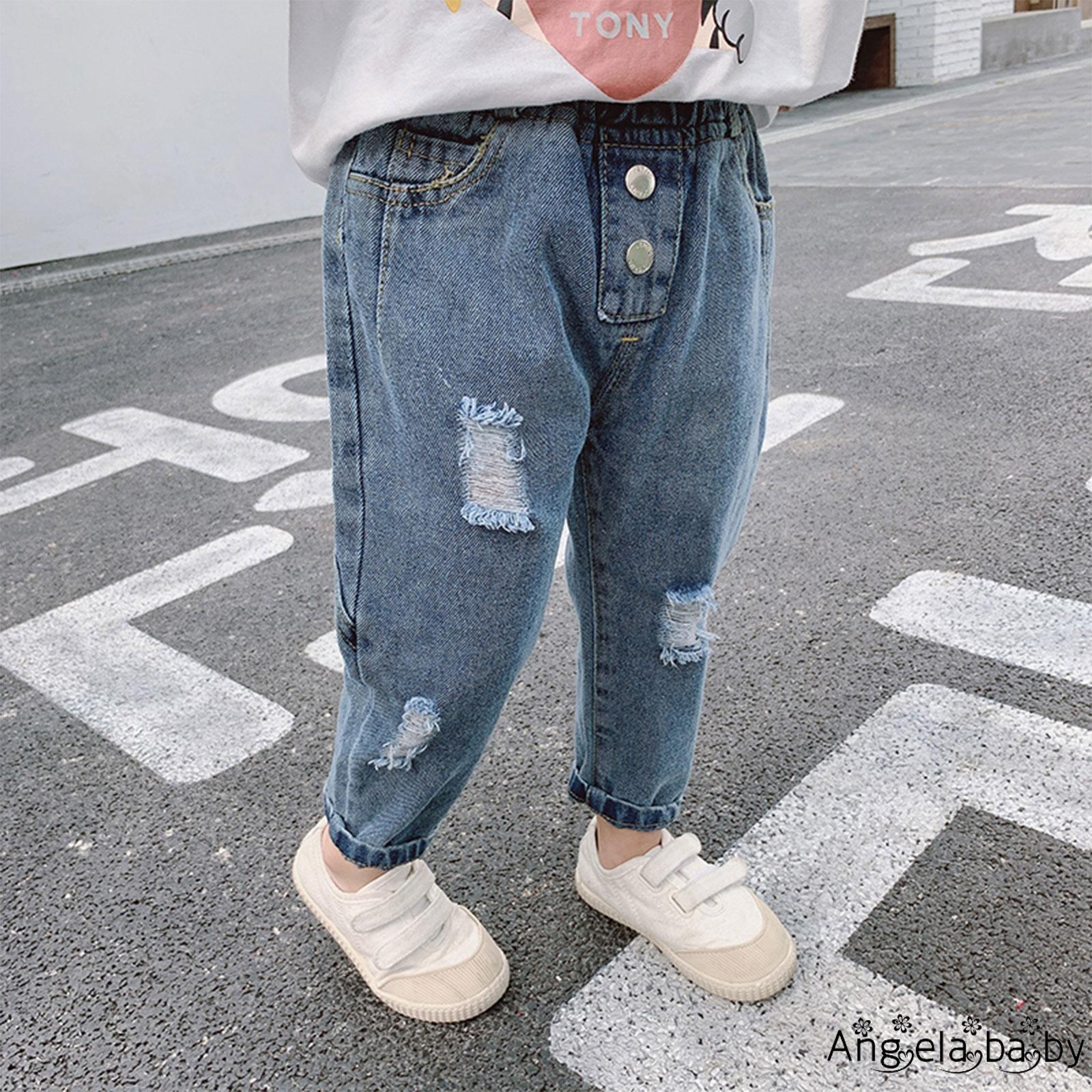 Quần Jeans Rách Lưng Thun Thời Trang Cho Nữ