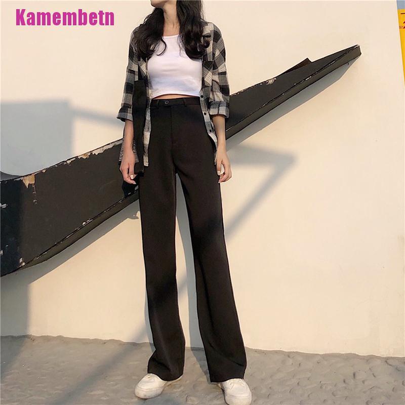 Quần Chiffon Ống Rộng Lưng Cao Màu Đen Thời Trang Công Sở Cho Nữ | BigBuy360 - bigbuy360.vn