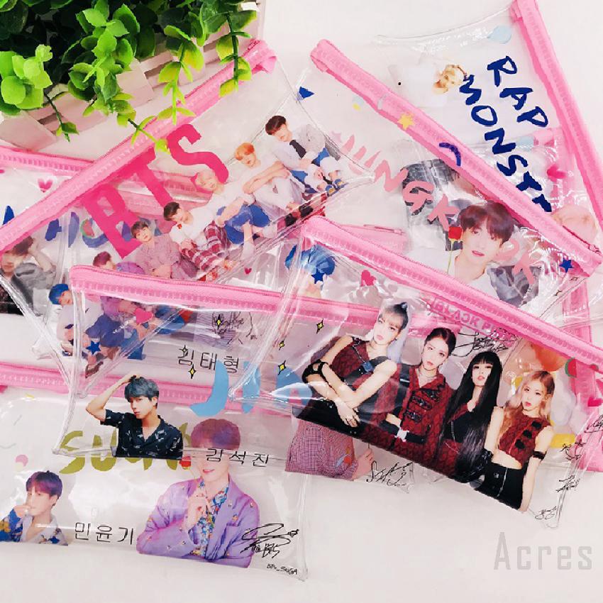 Hộp bút khóa kéo trong suốt in hình thành viên BTS