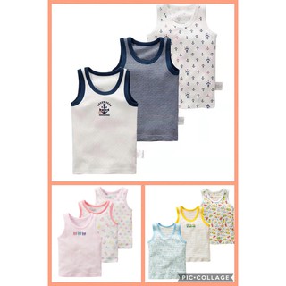 Áo ba lỗ cotton lưới, áo ba lỗ thun sợi tre bé gái, bé trai cực mát set 3 áo