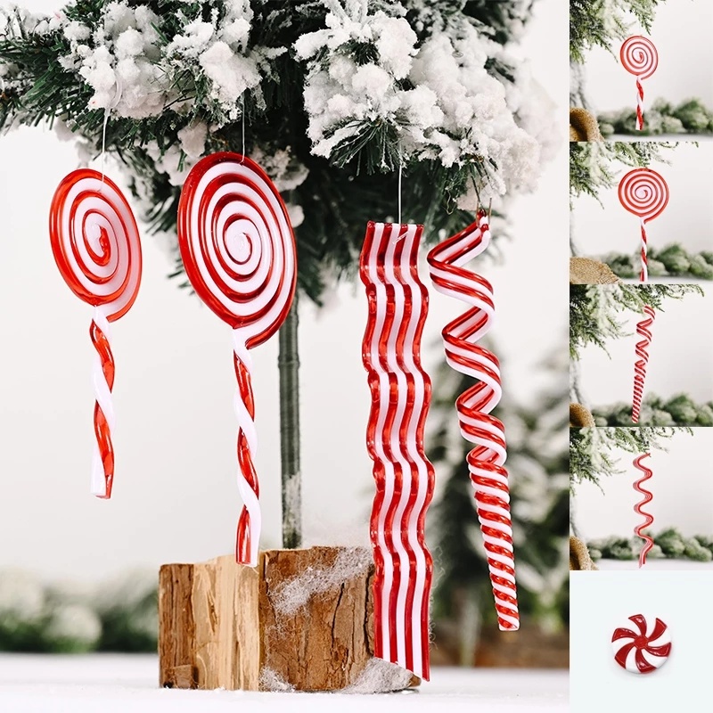 1 Kẹo Mút Trắng Đỏ Sáng Tạo Dễ Thương Trang Trí Cây Thông Noel