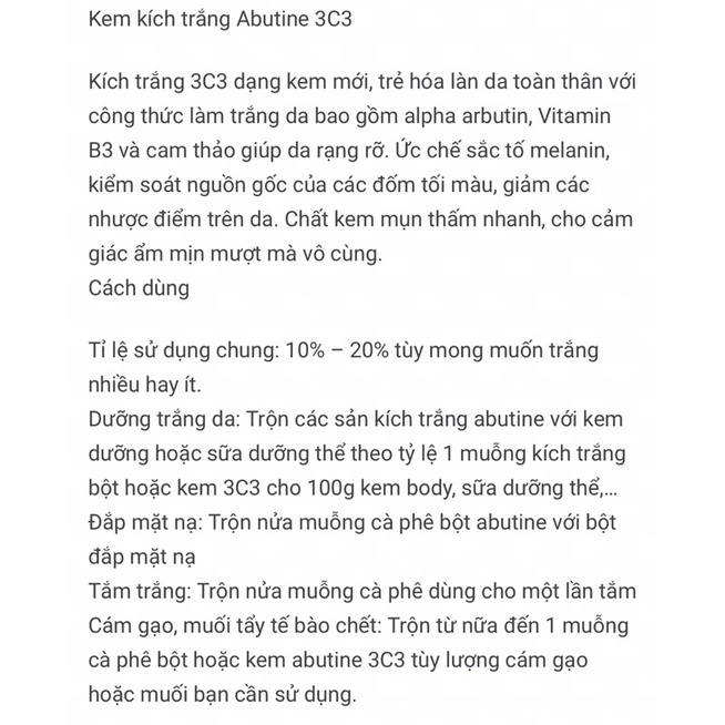 Kem Kích Trắng Body Abutin 3C3 350g