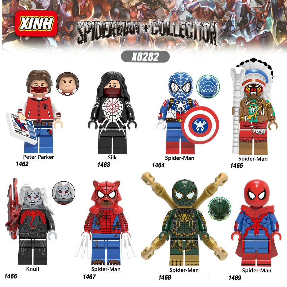 Minifigures Marvel DC Các Mẫu Nhân Vật Người Nhện Spider Man Peter Parker Silk Mẫu Mới Ra X0282