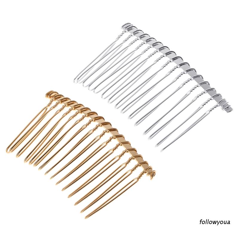 Lược Hợp Kim 15 Răng Màu Vàng / Trắng / Đen Làm Phụ Kiện Tóc Cho Cô Dâu