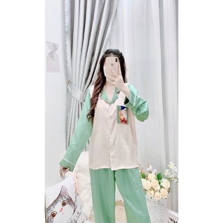 [ Bigsize 60-75kg ] Bộ ngủ lụa Bạch tuyết phối màu lụa Satin siêu mềm mịn