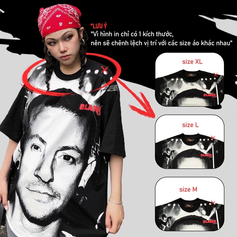 BLANK | Áo Thun Bennington Tay Lỡ Unisex in full - Đen Cổ Tròn