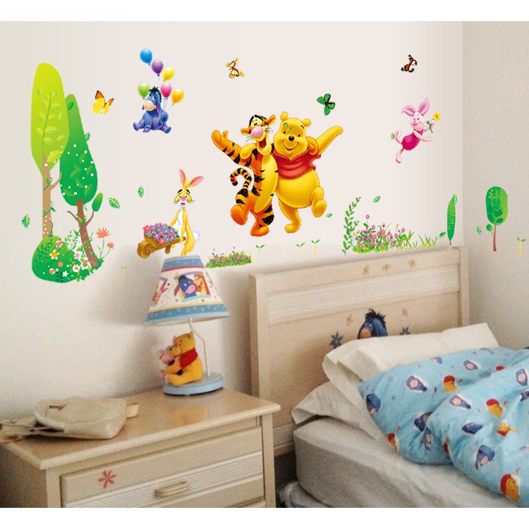 (Freeship 50k) Decal dán trang trí tường phòng bé yêu hình gấu POOH ngộ nghĩnh dễ thương AmyShop