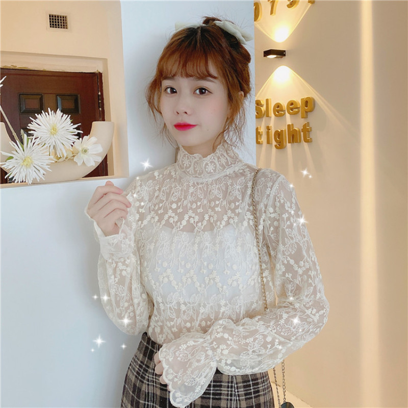 Áo Nữ Tay Dài Phối Ren Thời Trang Quyến Rũ Xinh Xắn