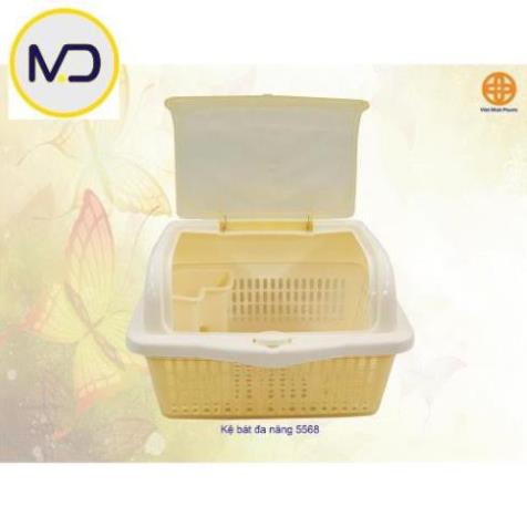 [Kho sỉ] Kệ chén đa năng việt nhật 1 tầng - Kệ úp chén có nắp đậy tiện lợi5568