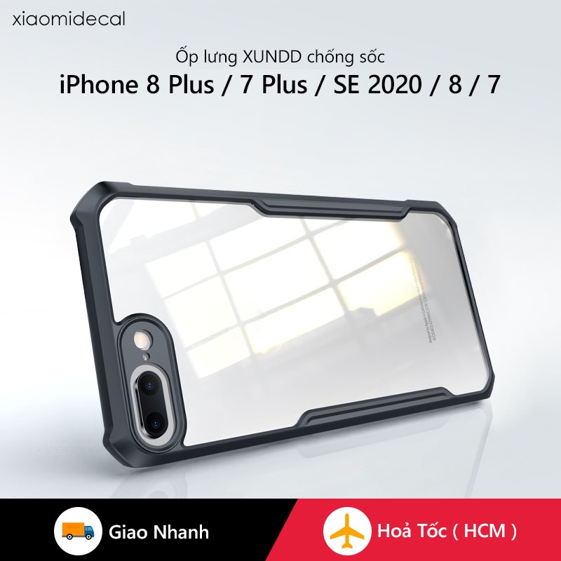 Ốp lưng XUNDD iPhone 8 Plus / 7 Plus / SE 2020 / 8 / 7 Mặt lưng trong suốt, Viền TPU, Chống sốc