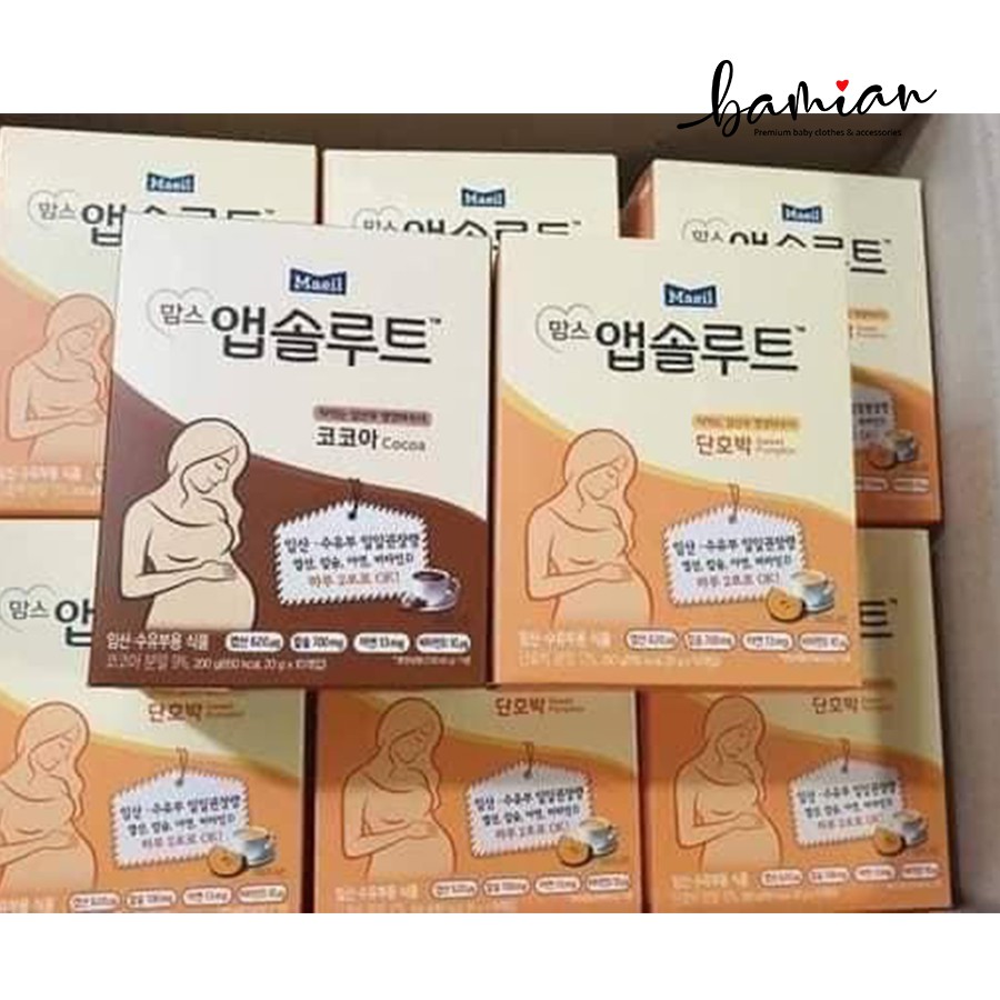 Sữa bầu MOM'S ABSOLUTE vị cacao bí đỏ thương hiệu Mom Smile Hàn quốc hộp 10 gói 200g