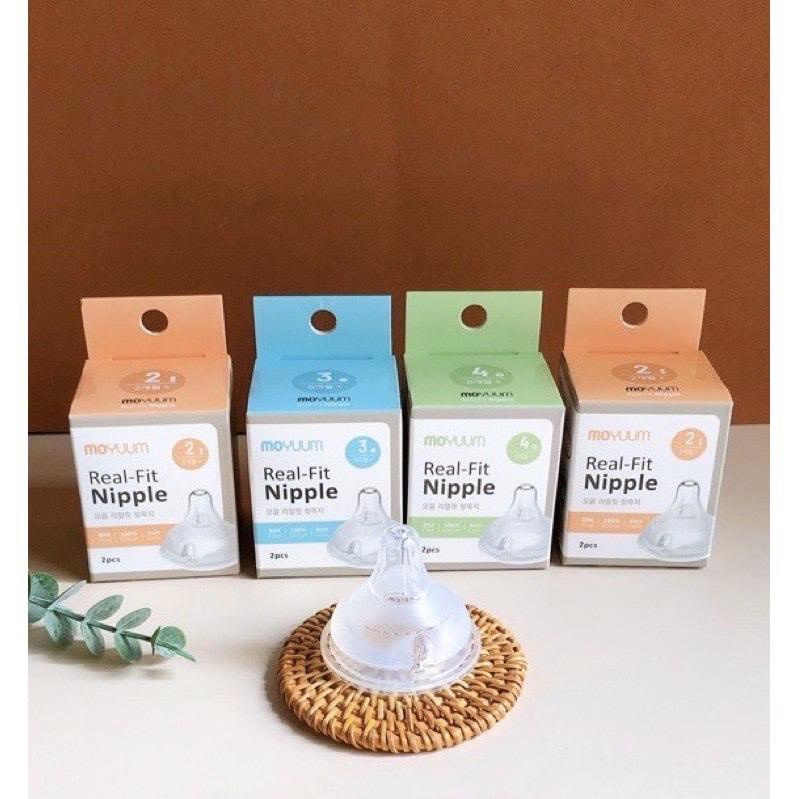 Núm Ti Moyuum ⚡TÁCH BÌNH⚡ Hỗ Trợ Đục Thêm Lỗ, Tiết Kiệm Chi Phí Cho Mẹ, Núm Ty Siêu Mềm Giúp Trẻ Dễ Dàng Hợp Tác