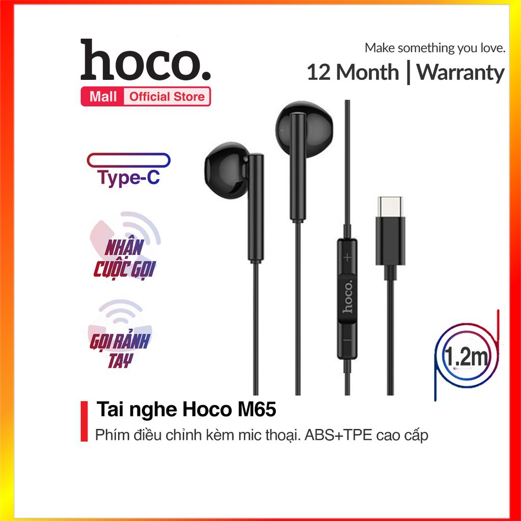 Tai Nghe Dây Hoco M65 Chân Type C tích hợp microphone ngay trên phím điều hướng - MrPhukien