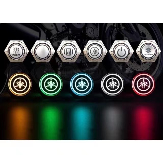 Công Tắc Đèn LED Halo Bằng Kim Loại 16mm 12V Chống Nước Cho Xe Hơi Xe Máy