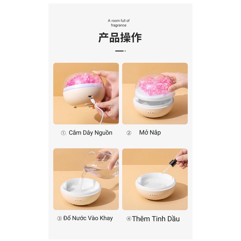 Máy xông tinh dầu hoa ban, máy khuếch tán tinh dầu cấp ẩm cho phòng điều hòa