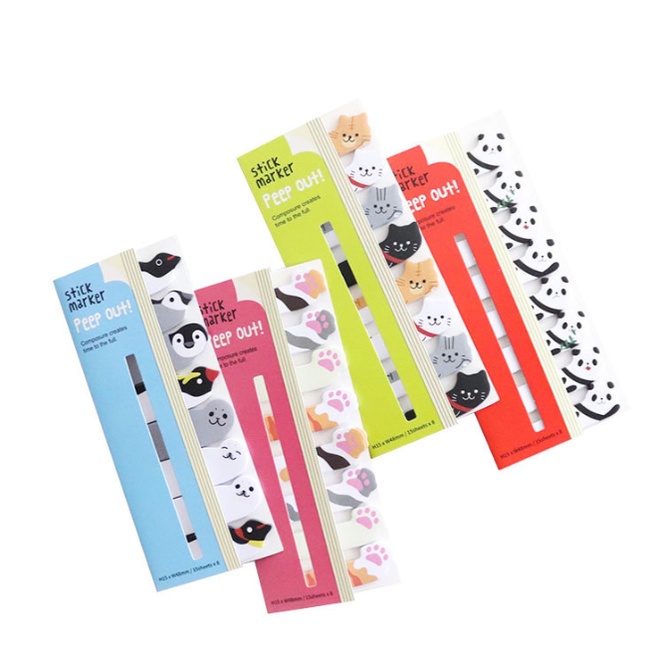 Set 160 Tấm Giấy Ghi Chú Tự Dính Họa Tiết Động Vật Hoạt Hình Trang Trí Đa Ứng Dụng