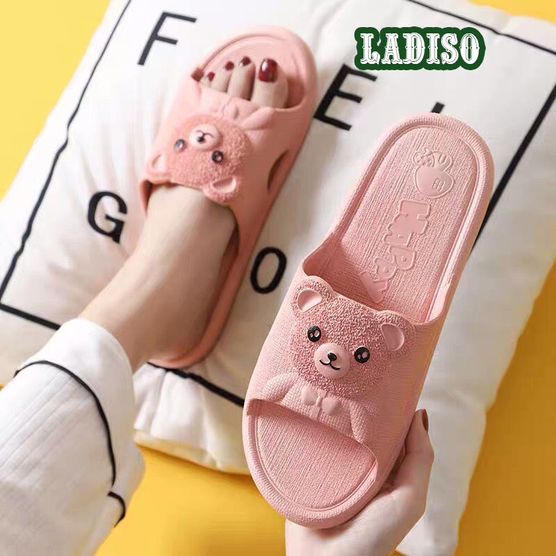 Dép nữ quai ngang hình gấu LADISO siêu dẻo siêu êm dùng để đi trong nhà ngoài trời siêu bền TT217