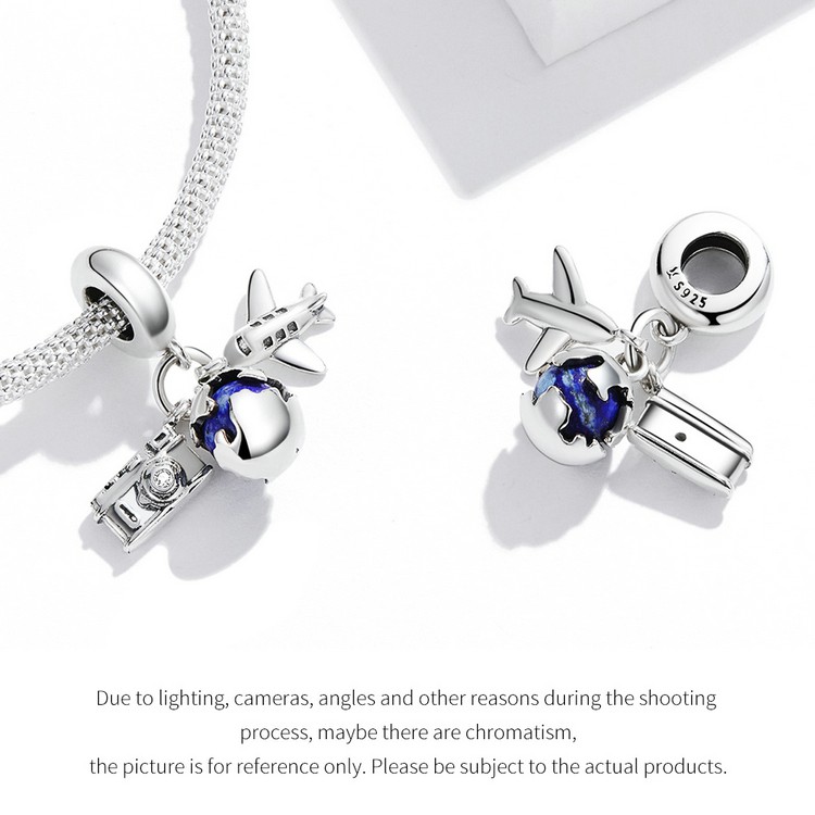 Hạt xỏ trang sức Bamoer Scc2026 bằng bạc 925 dòng sản phẩm vòng quanh thế giới thời trang thích hợp làm vòng tay DIY