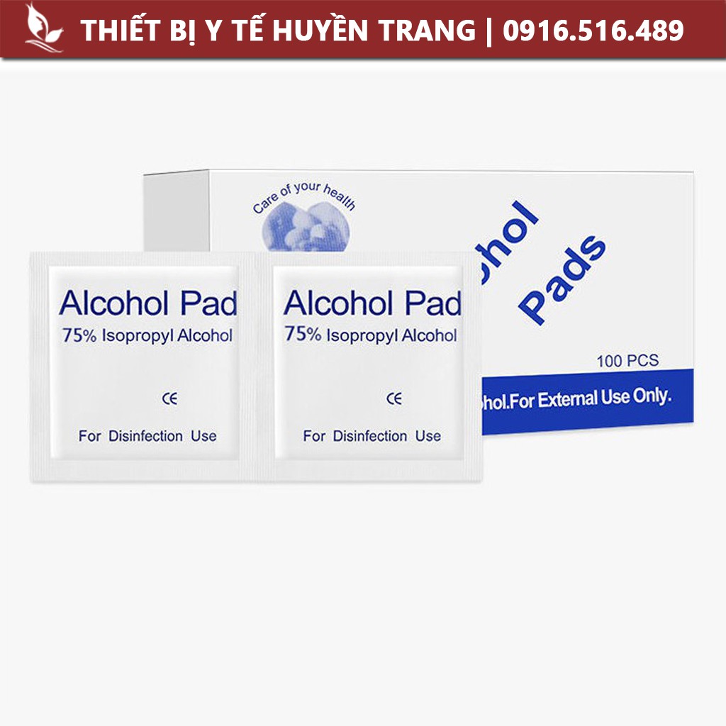 Băng Gạc Tẩm Cồn Tiệt Trùng Alcohol Pad (Hộp 100 Miếng) - Thiết Bị Y Tế Huyền Trang