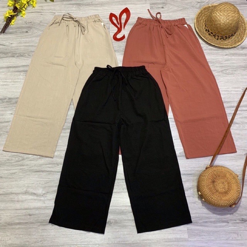 Quần ống suông lưng thun 9 tấc