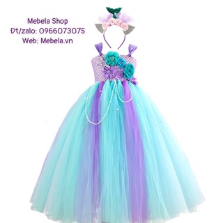 Váy tutu nàng tiên cá Ariel kèm bờm đuôi cá cho bé 13-28kg