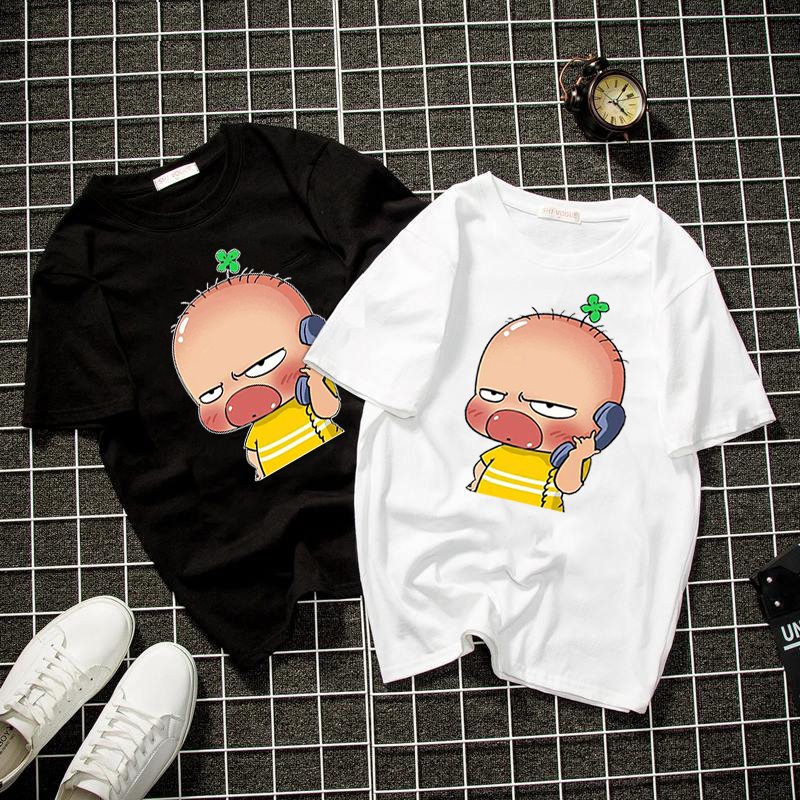 Áo thun unisex form rộng hoạt hình dễ thương vải dày mịn 2019T1410