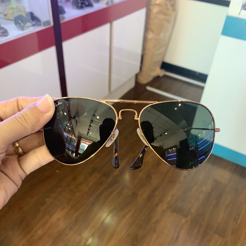 Kính mát Rayban gọng gập mắt xéo tròng thuỷ tính cường lực, gấp gọn mang đi tiện lợi