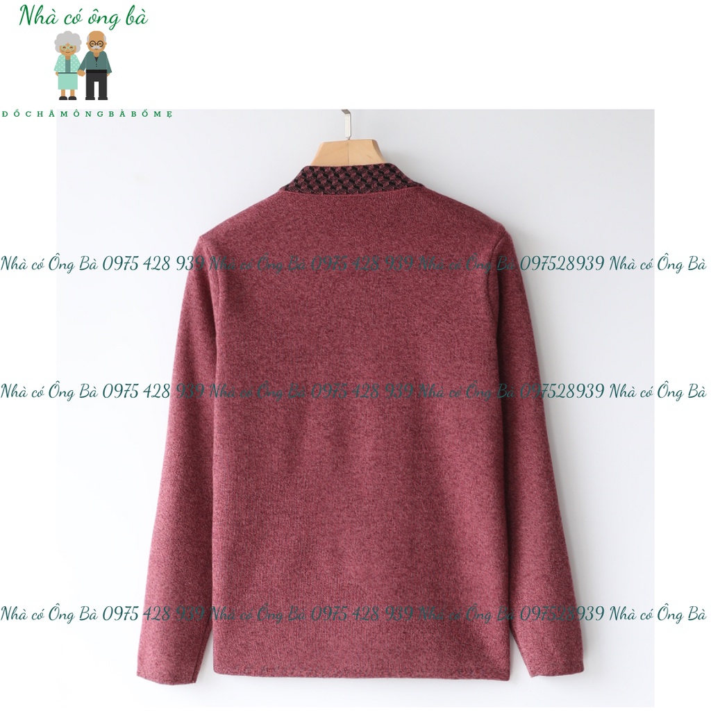 Áo len thêu hoa cardigan cho bà mùa đông, áo khoác mùa đông cho bà cho mẹ trung niên