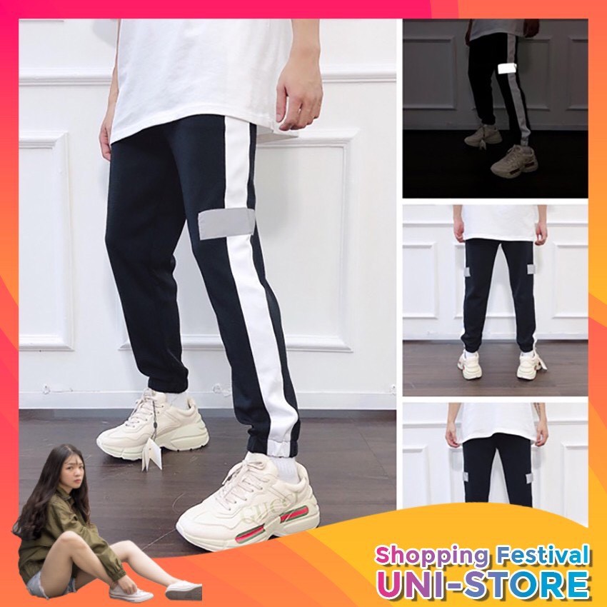 Quần Jogger Phản Quang Đen Túi Hộp Thể Thao Đen Poly 2 Da 4 Chiều Dày Dặn Cao Cấp Uni Store | BigBuy360 - bigbuy360.vn