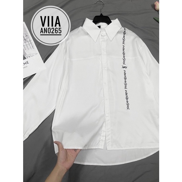 Sơ mi đũi tằm in Y SL dọc AN0265 VIIA DESIGN