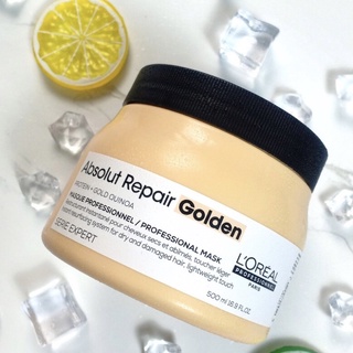 Dầu hấp ủ nhũ vàng phục hồi tóc hư tổn nặng L'ORÉAL Serie Expert Gold Quinoa + Protein Absolut Repair 500ml