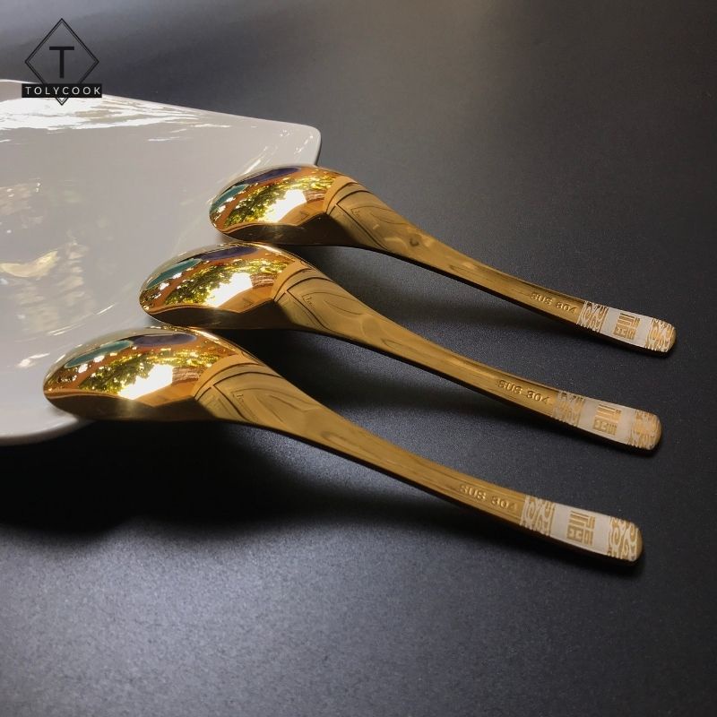 Set đũa thìa nĩa muôi nhật bản mạ vàng phủ bóng thanh lịch đẳng cấp dùng trong bàn ăn