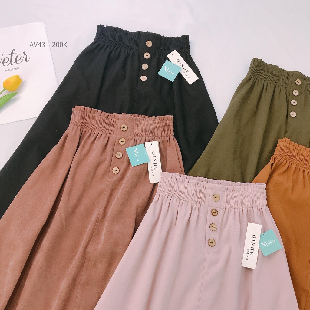 Chân Váy Nút Lưng Chun Nhienvintage_AV43 | BigBuy360 - bigbuy360.vn