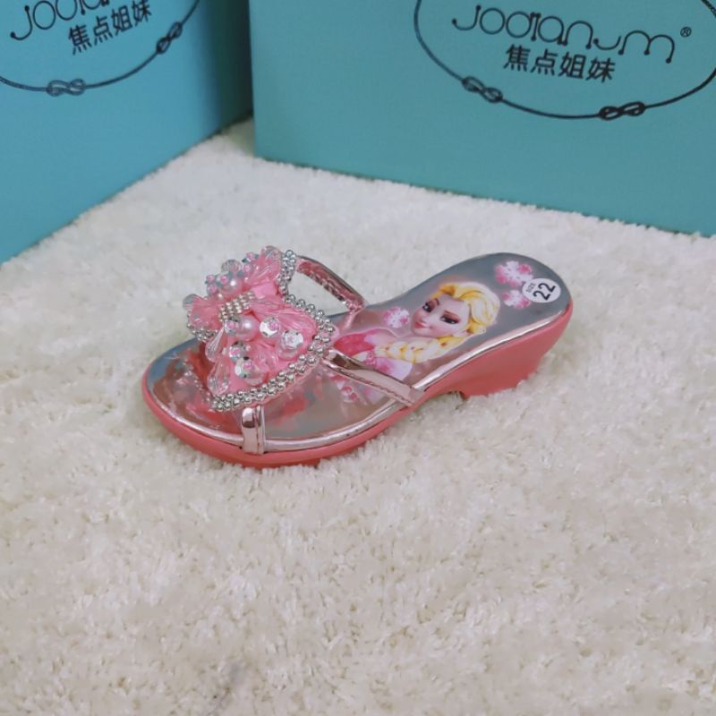 Guốc trẻ em elsa nơ đính đá ngọc