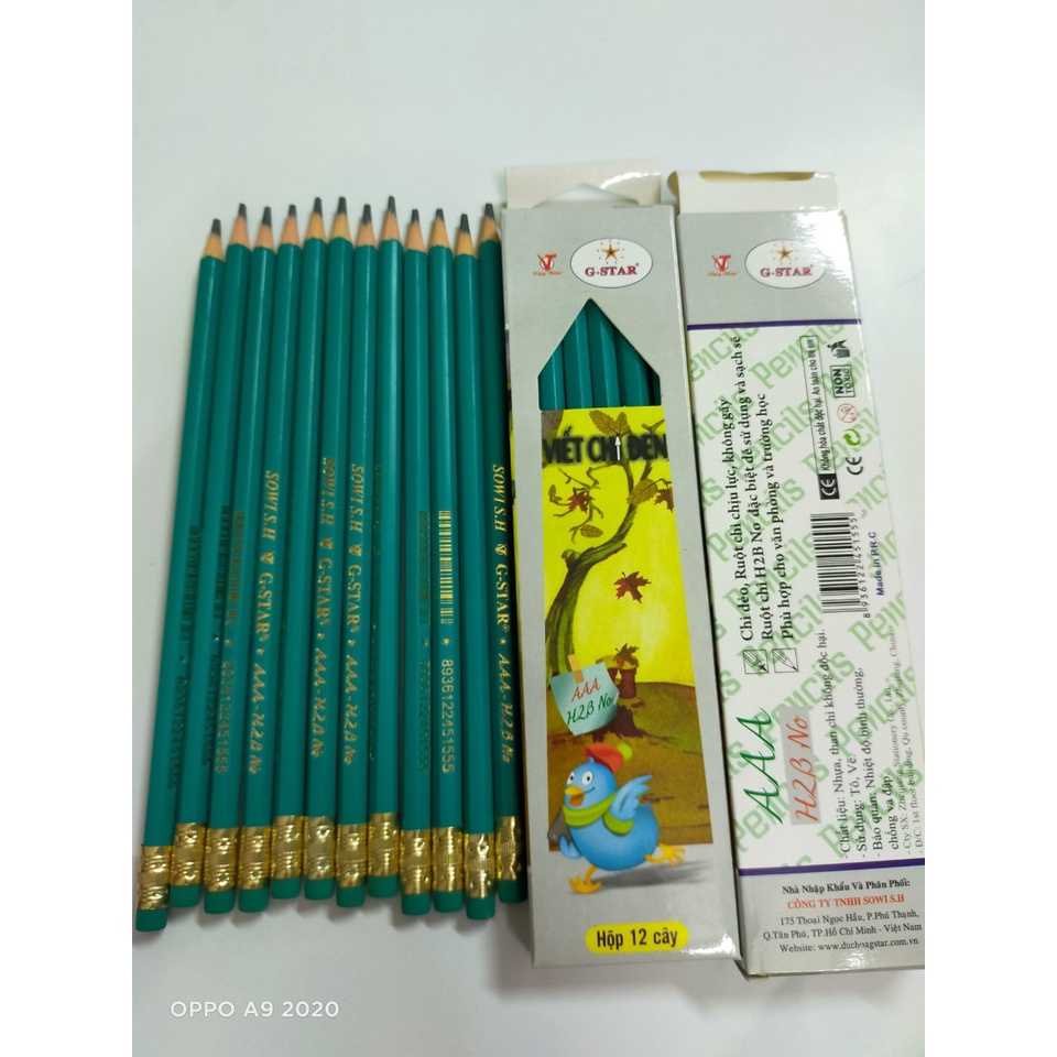 Hộp 12 cây bút chì dẻo AAA H2B hiệu G*Star dùng khắc chữ, vẽ, dành cho học sinh, văn phòng, trường học, sinh viên....